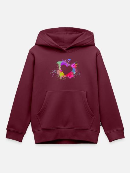 Herz - Kinder Premium Organic Hoodie - Burgunderrot
