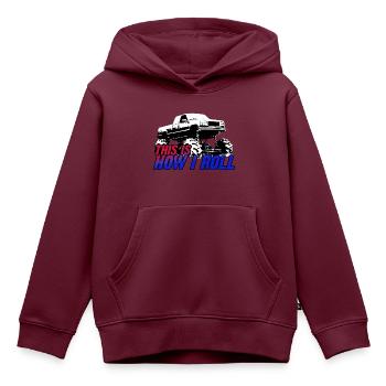 SO ROLLE ICH - Kinder Premium Organic Hoodie - Burgunderrot - Vorne - AI Model Kid Female (0cm)