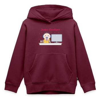 Junior Developer - Kinder Premium Organic Hoodie - Burgunderrot - Vorne - AI Model Kid Female (0cm)