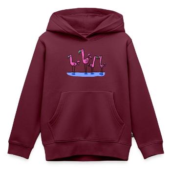 vier Flamingos - Kinder Premium Organic Hoodie - Burgunderrot - Vorne - AI Model Kid Female (0cm)