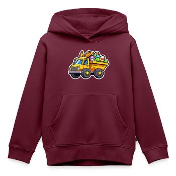 Osterhase Kipplaster mit Hasenohren - Kinder Premium Organic Hoodie - Burgunderrot - Vorne - AI Model Kid Female (0cm)