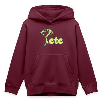 Pete - Kinder Premium Organic Hoodie - Burgunderrot - Vorne - AI Model Kid Female (0cm)