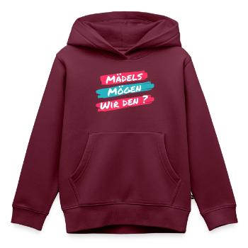 Mädels mögen wir den? Lustiger Spruch einer Klicke - Kinder Premium Organic Hoodie - Burgunderrot - Vorne - AI Model Kid Female (0cm)