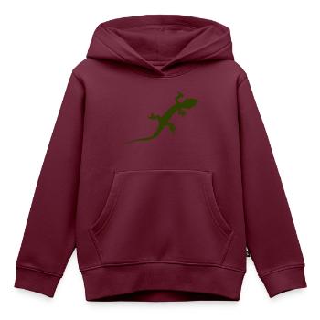 Gecko Echse - Kinder Premium Organic Hoodie - Burgunderrot - Vorne - AI Model Kid Female (0cm)