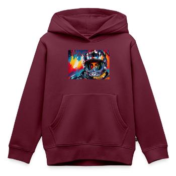 Spaceman b4 600DPI - Kinder Premium Organic Hoodie - Burgunderrot - Vorne - AI Model Kid Female (0cm)