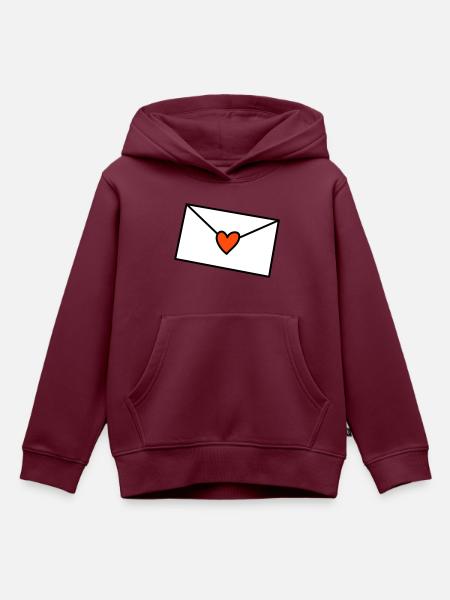 Brief Herz dreifarbig - Kinder Premium Organic Hoodie - Burgunderrot