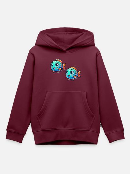 fisch comic 2 - Kinder Premium Organic Hoodie - Burgunderrot