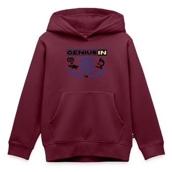 GENIUS IN - Kinder Premium Organic Hoodie - Burgunderrot - Vorne - AI Model Kid Female (0cm)