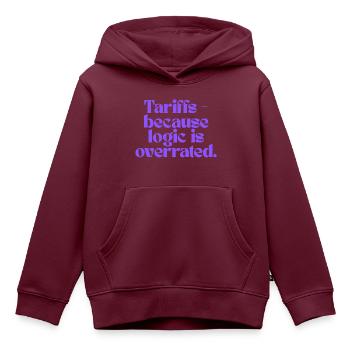 Zölle – weil Logik überbewertet wird! - Kinder Premium Organic Hoodie - Burgunderrot - Vorne - AI Model Kid Female (0cm)