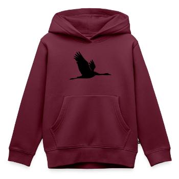 Kranich - Kinder Premium Organic Hoodie - Burgunderrot - Vorne - AI Model Kid Female (0cm)