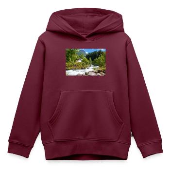 Geiranger panorama Storseterfossen Norwegen - Kinder Premium Organic Hoodie - Burgunderrot - Vorne - AI Model Kid Female (0cm)