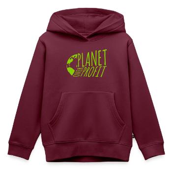 planet over profit Zitat - Kinder Premium Organic Hoodie - Burgunderrot - Vorne - AI Model Kid Female (0cm)