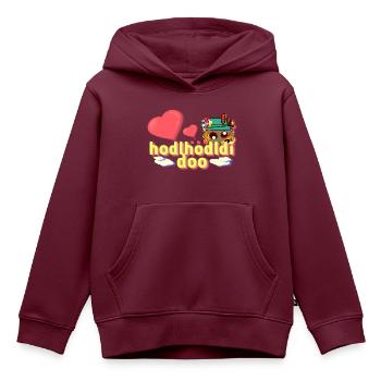 Bayerisch Lustig - Kinder Premium Organic Hoodie - Burgunderrot - Vorne - AI Model Kid Female (0cm)