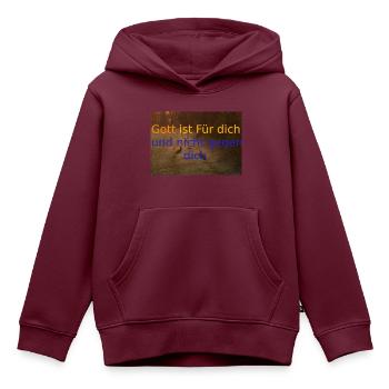 Gott ist für dich - Kinder Premium Organic Hoodie - Burgunderrot - Vorne - AI Model Kid Female (0cm)
