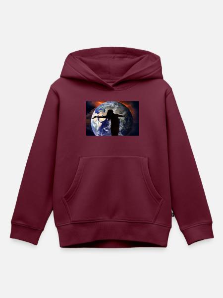 Schatten über der Welt. - Kinder Premium Organic Hoodie - Burgunderrot