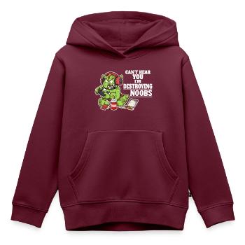 Ich kann dich nicht hören, ich zerstöre Noobs - Kinder Premium Organic Hoodie - Burgunderrot - Vorne - AI Model Kid Female (0cm)