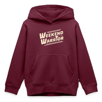 WOCHENEND-KRIEGER - Kinder Premium Organic Hoodie - Burgunderrot - Vorne - AI Model Kid Female (0cm)