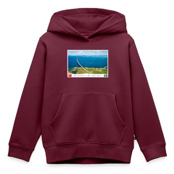 Buntes Brückenmotiv mit Datum und Flaggen - Kinder Premium Organic Hoodie - Burgunderrot - Vorne - AI Model Kid Female (0cm)
