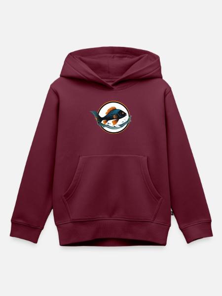 Fisch im Wasser - Kinder Premium Organic Hoodie - Burgunderrot