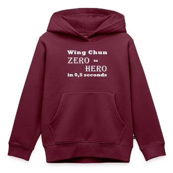 Wing Chun Zero to Hero Shirt - Kinder Premium Organic Hoodie - Burgunderrot - Vorne - AI Model Kid Female (0cm)