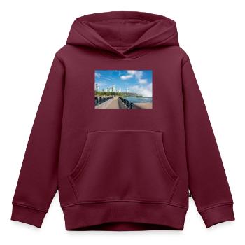 Die Skyline von Niagara City und das Panorama der Niagarafälle - Kinder Premium Organic Hoodie - Burgunderrot - Vorne - AI Model Kid Female (0cm)