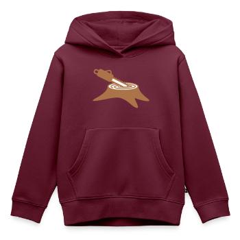Motorsäge Baum Fällen Holzfäller Wald Stumpf Holz - Kinder Premium Organic Hoodie - Burgunderrot - Vorne - AI Model Kid Female (0cm)