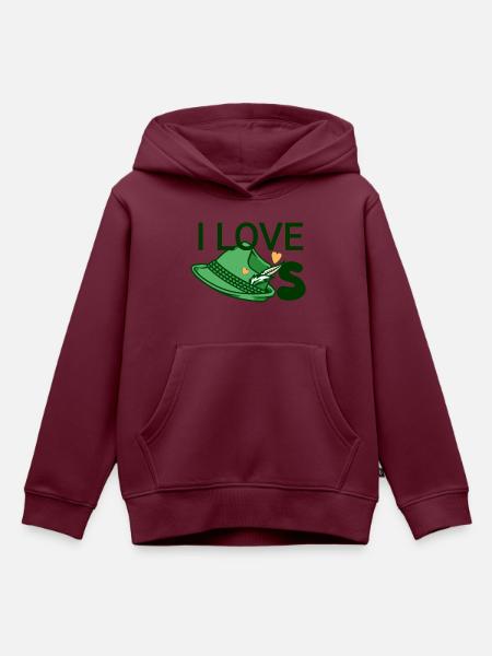 Ich liebe Hüte - Kinder Premium Organic Hoodie - Burgunderrot