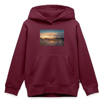 Der Olymp und die nahe gelegenen Städte Griechenlands bei Nacht - Kinder Premium Organic Hoodie - Burgunderrot - Vorne - AI Model Kid Female (0cm)
