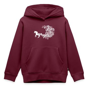 Flower Horse - Kinder Premium Organic Hoodie - Burgunderrot - Vorne - AI Model Kid Female (0cm)