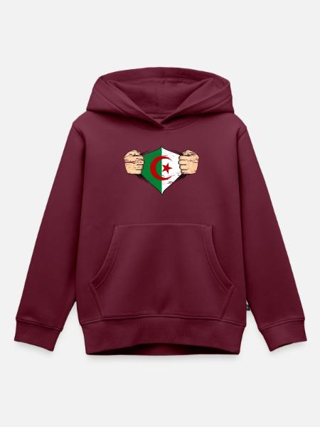 Algerien Flagge Design used - Kinder Premium Organic Hoodie - Burgunderrot