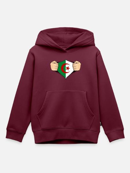 Algerien Flagge Design - Kinder Premium Organic Hoodie - Burgunderrot