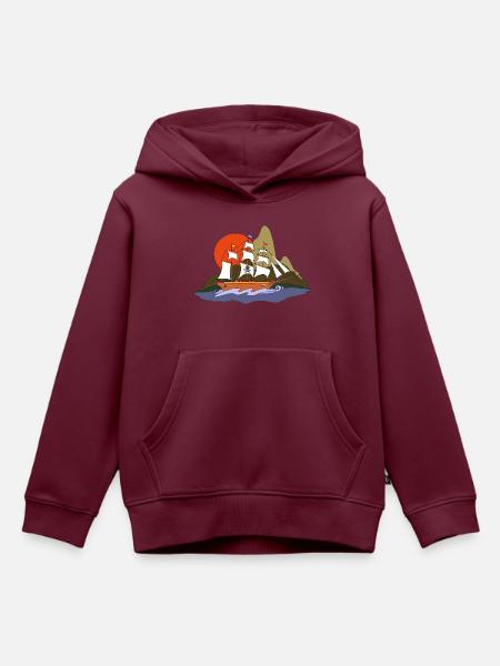 Segelschiff - Kinder Premium Organic Hoodie - Burgunderrot