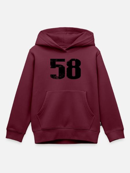 58 Zahl Trikot - Kinder Premium Organic Hoodie - Burgunderrot