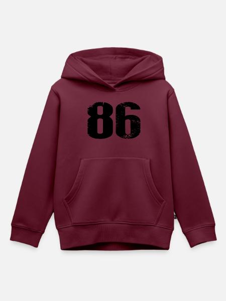 86 Zahl Trikot - Kinder Premium Organic Hoodie - Burgunderrot