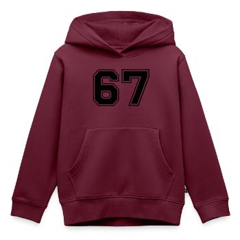 67 - Kinder Premium Organic Hoodie - Burgunderrot - Vorne - AI Model Kid Female (0cm)