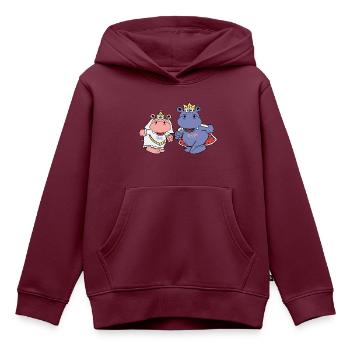 nilpferd hochzeit braut bräutigam ehe geschenk - Kinder Premium Organic Hoodie - Burgunderrot - Vorne - AI Model Kid Female (0cm)