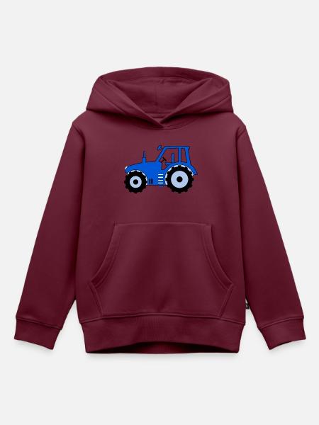 Traktor blau - Kinder Premium Organic Hoodie - Burgunderrot