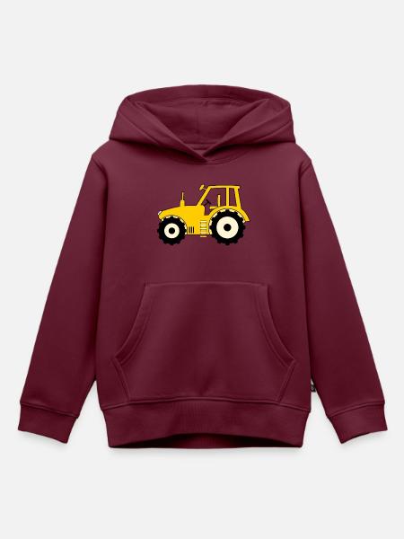 Traktor gelb - Kinder Premium Organic Hoodie - Burgunderrot