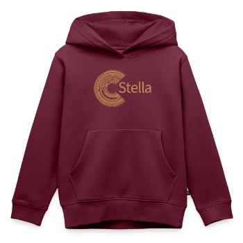 Für Stella - Kinder Premium Organic Hoodie - Burgunderrot - Vorne - AI Model Kid Female (0cm)