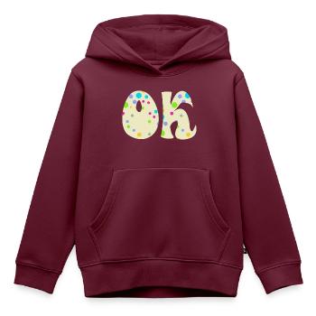 Ok - Kinder Premium Organic Hoodie - Burgunderrot - Vorne - AI Model Kid Female (0cm)