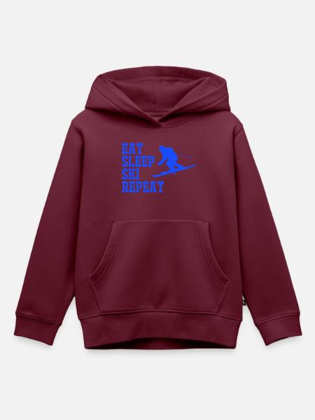 SKI EAT SLEEP REPEAT - Kinder Premium Organic Hoodie - Burgunderrot