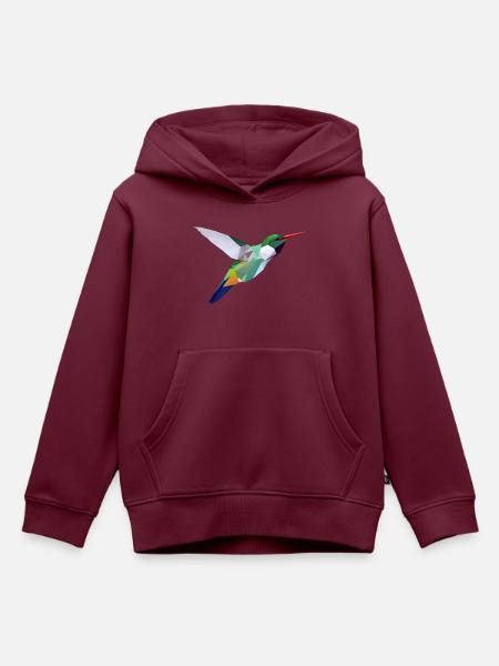 Low-Poly-Vogel - Kinder Premium Organic Hoodie - Burgunderrot