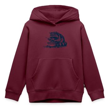 Spaghetti Waschbär - Kinder Premium Organic Hoodie - Burgunderrot - Vorne - AI Model Kid Female (0cm)