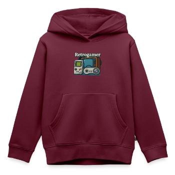 Retrogamer - Kinder Premium Organic Hoodie - Burgunderrot - Vorne - AI Model Kid Female (0cm)