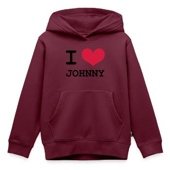 Ich liebe Johnny! - Kinder Premium Organic Hoodie - Burgunderrot - Vorne - AI Model Kid Female (0cm)