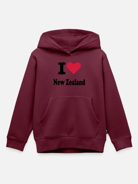 Neuseeland - Kinder Premium Organic Hoodie - Burgunderrot