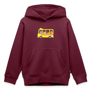 Gelber Schulbus - Kinder Premium Organic Hoodie - Burgunderrot - Vorne - AI Model Kid Female (0cm)