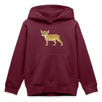 Luchs - Kinder Premium Organic Hoodie - Burgunderrot - Vorne - AI Model Kid Female (0cm)