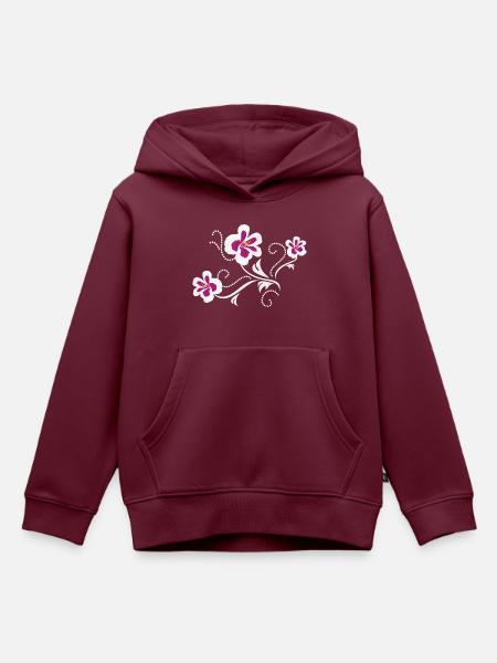 Stilisierte Pelargoniumblüten - Kinder Premium Organic Hoodie - Burgunderrot