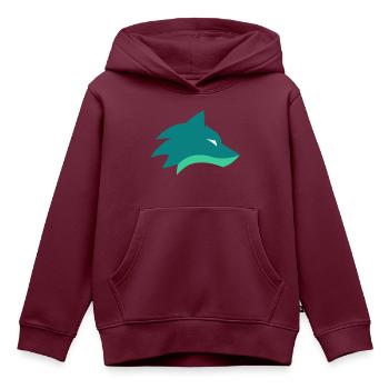 Wolf Logo - Kinder Premium Organic Hoodie - Burgunderrot - Vorne - AI Model Kid Female (0cm)